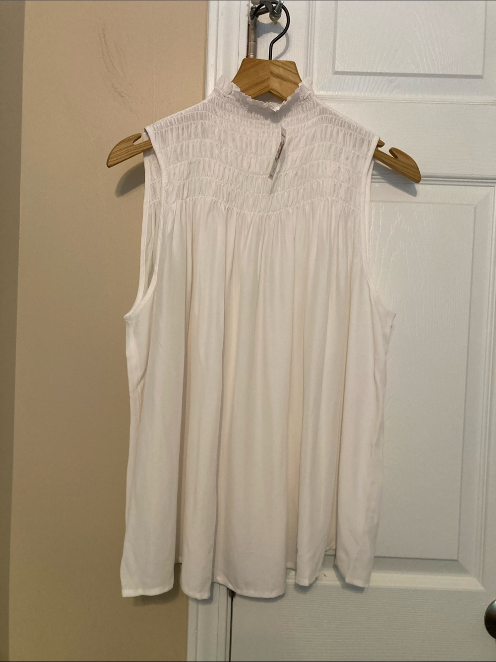 Madewell smocked mockneck sleeveless top